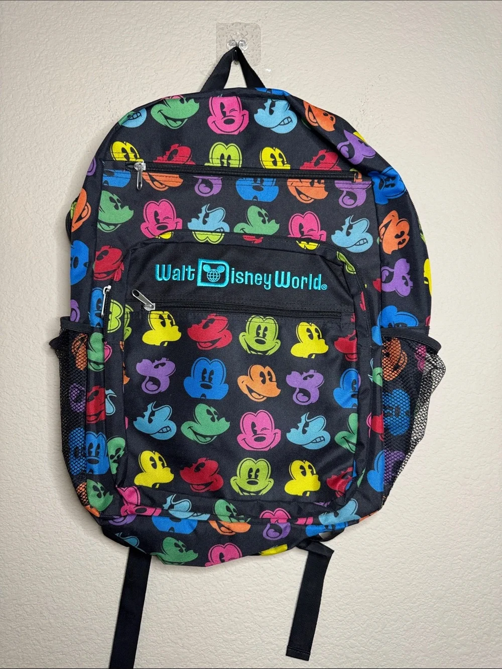 Disney Black Backpack with Multicolor Mickey Faces